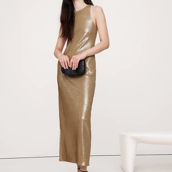 NEW Banana Republic Stretch-Sequin Maxi Dress, Size Medium Tall - Picture 1 of 4